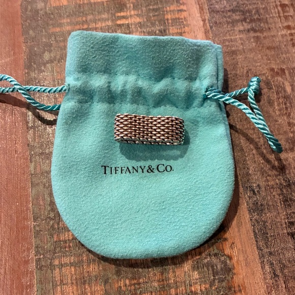 Tiffany & Co. Somerset Sterling Silver Mesh Ring Size 7 - Picture 2 of 6